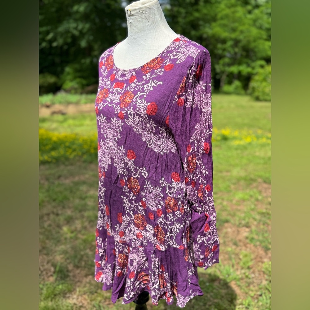Free People Smooth Talker Tunic Purple Floral